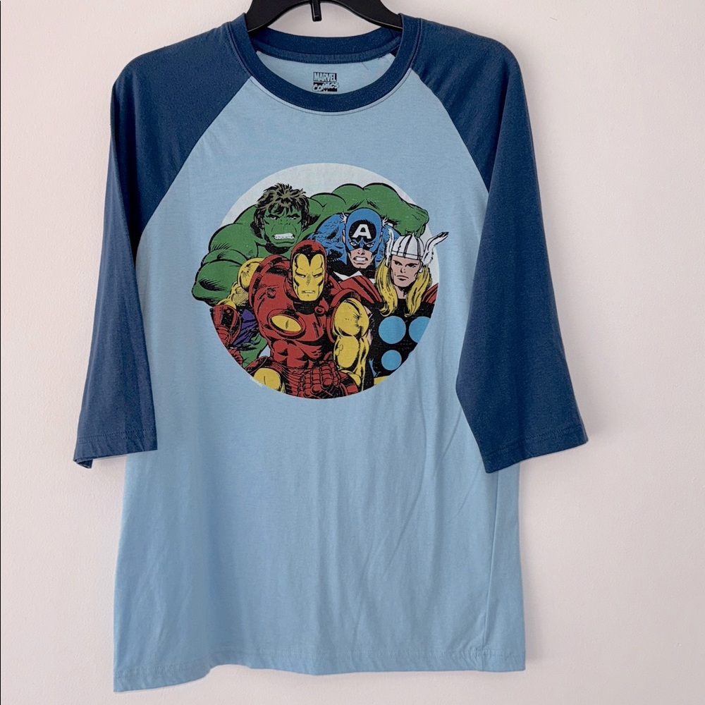 Marvel Blue and Light Blue Long Sleeve Tee